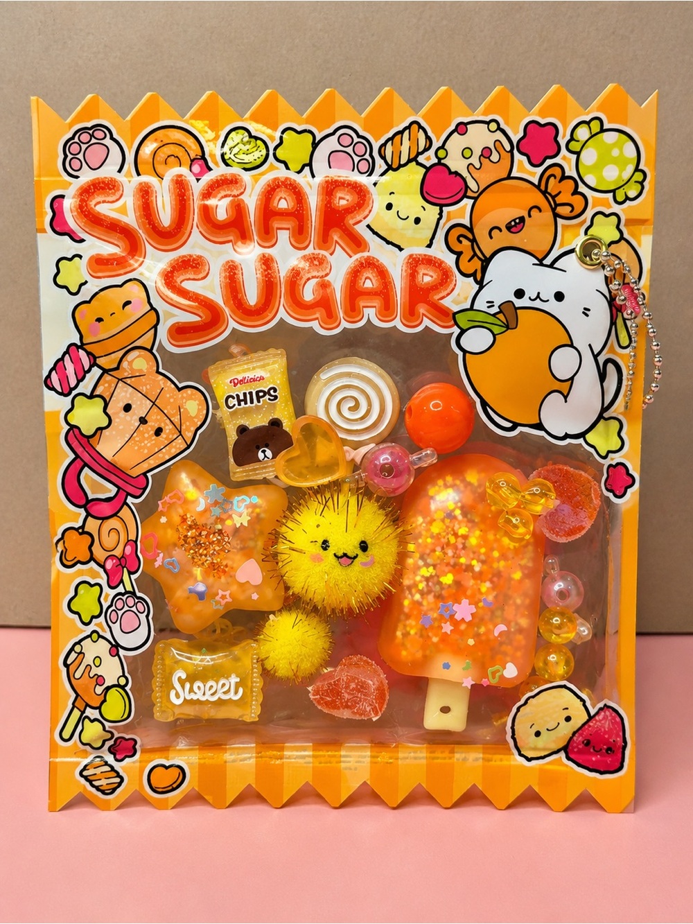 Sugar Sugar Orange Cute Kawaii squishy Charm Set